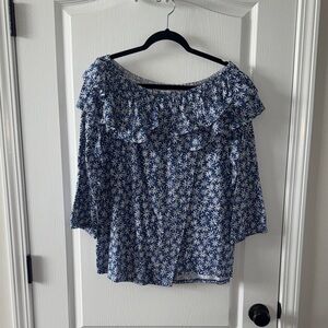 J. Jill Blue and White Floral Blouse